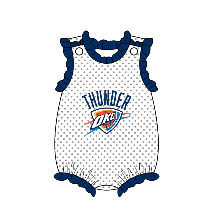 (Custom Design Preorder MOQ 5) Team's THUNDER Dots Print Baby Girls Summer Romper