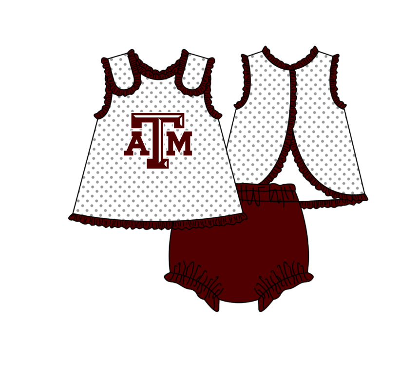 (Custom Design Preorder MOQ 5 Each Item) Team's Texas A&M Print Kids Summer Matching Clothes Sibling Wear