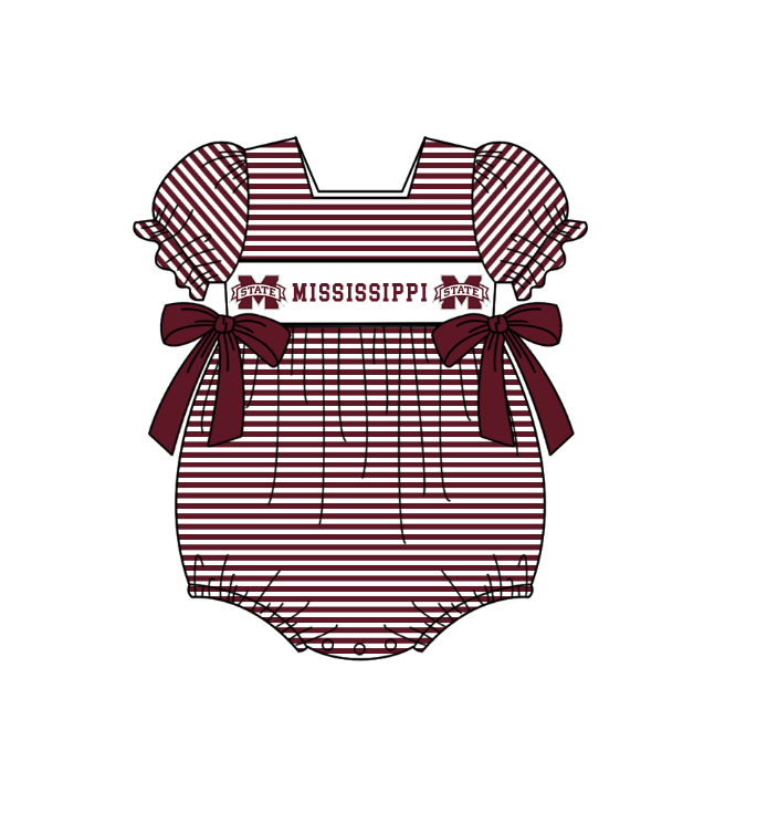 (Custom Design Preorder MOQ 5 Each Item) Team's Mississippi State Print Kids Summer Matching Clothes Sibling Wear