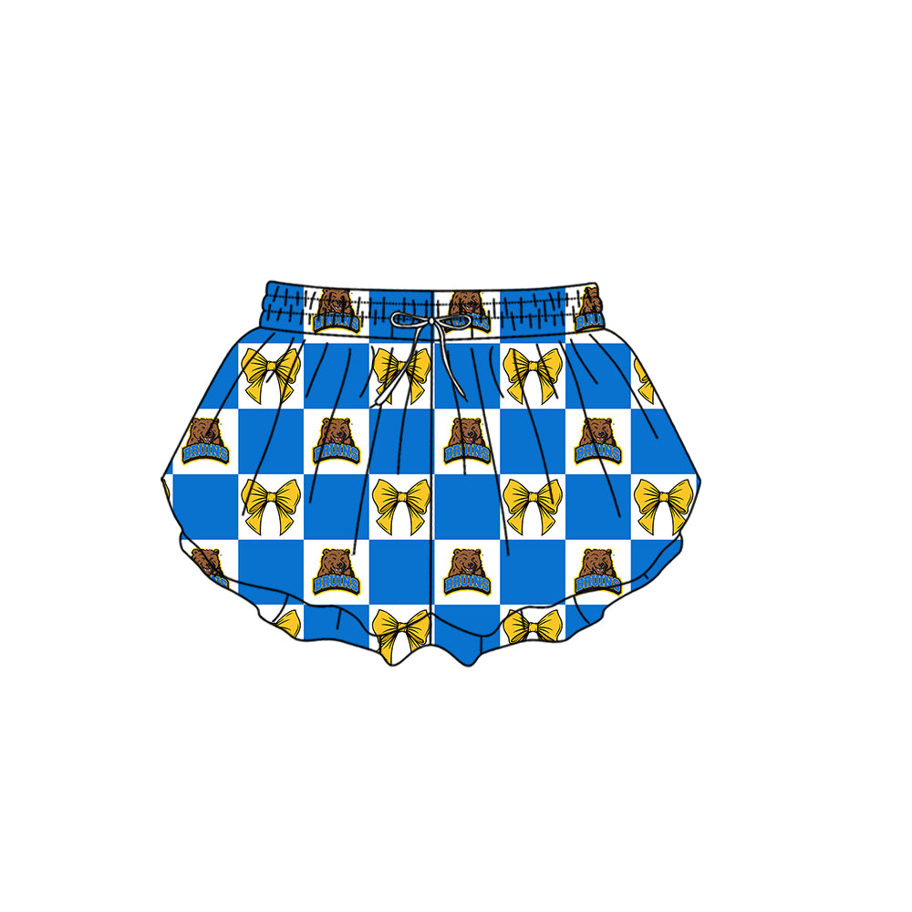 (Custom Design Preorder MOQ 5 Each Color) Team's UCLA Bruins Bows Plaid Print Girls Summer Clothes Sisters Matching Wear