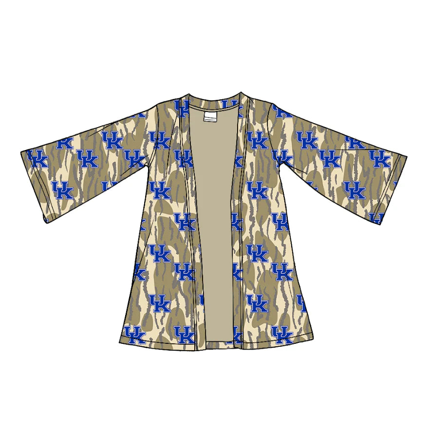 (Custom Design Preorder MOQ 5 Each Item) Team's Kentucky Camo Print Girls Fall Cardigan Top