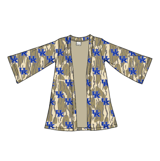 (Custom Design Preorder MOQ 5 Each Item) Team's Kentucky Camo Print Girls Fall Cardigan Top