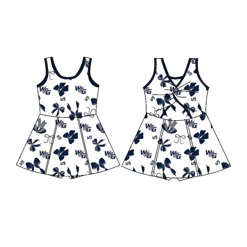 (Custom Design Preorder MOQ 5) Team's WG Bows Print Backless Top Shorts Skirts Girls Summer Yoga Dress