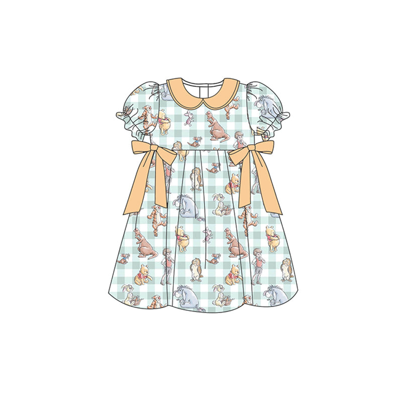 (Custom Design Preorder MOQ 5) Cartoon Animals Print Girls Summer Knee Length Dress