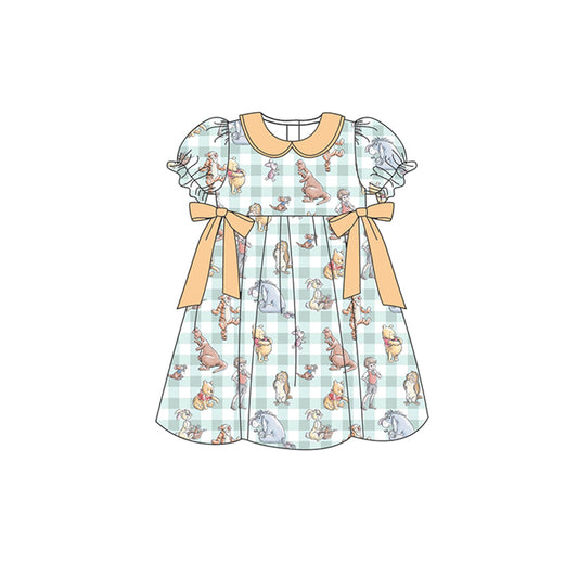 (Custom Design Preorder MOQ 5) Cartoon Animals Print Girls Summer Knee Length Dress