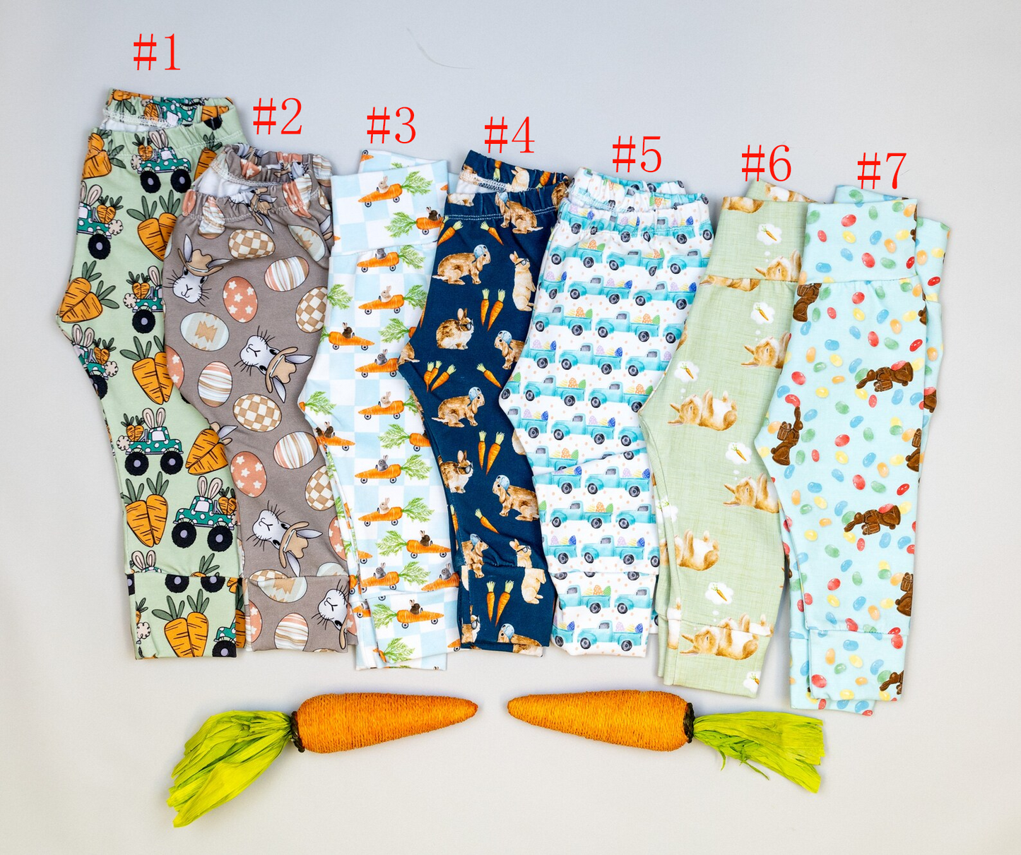 (Custom Design MOQ 5) NO.2 Bunny Egg Print Kids Easter Pants