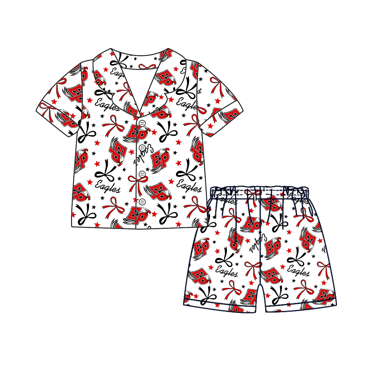 (Custom Design Preorder MOQ 5 Each Item)Team's EP Eagles Print Family Matching Clothes