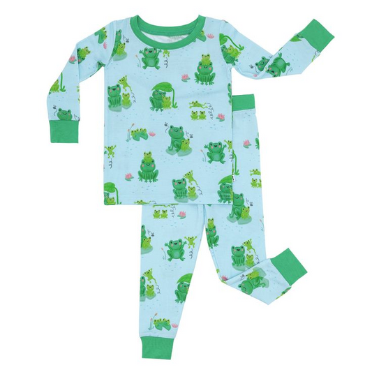 (Custom Design Preorder MOQ 5) Frog Print Boys Fall Pajamas Clothes Set