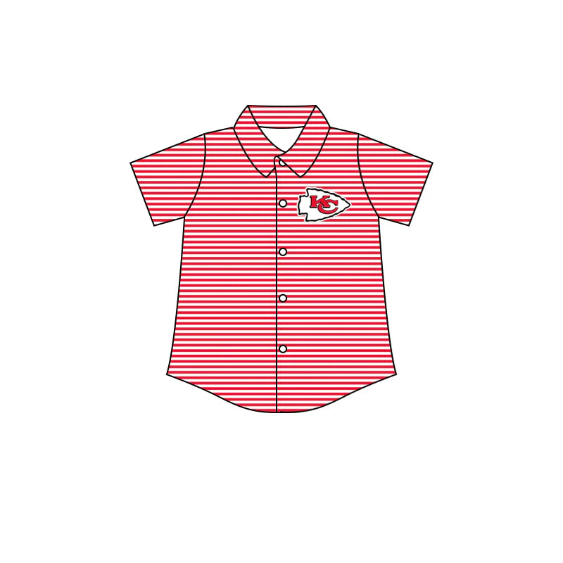 (Custom Design Preorder MOQ 5)  Team's Chiefs Stripes Print Boys Summer Tee Shirts Top