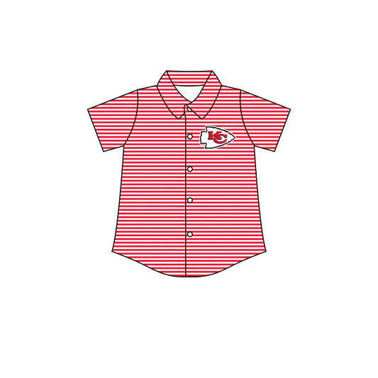 (Custom Design Preorder MOQ 5)  Team's Chiefs Stripes Print Boys Summer Tee Shirts Top