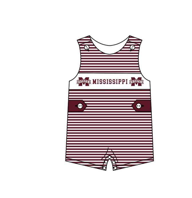 (Custom Design Preorder MOQ 5 Each Item) Team's Mississippi State Print Kids Summer Matching Clothes Sibling Wear