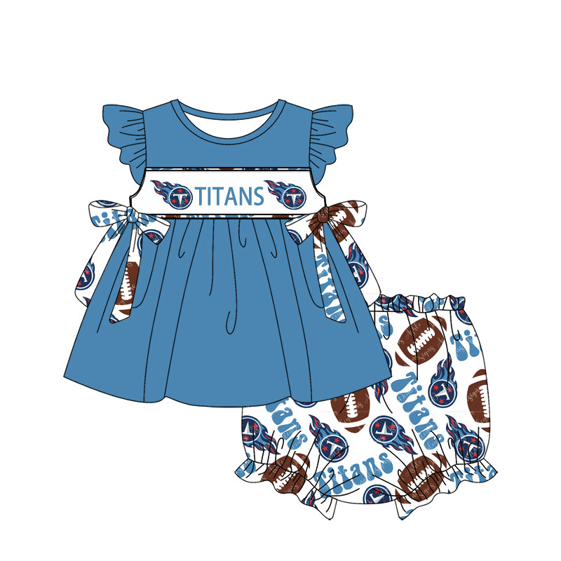 1.9(Custom Design Preorder MOQ 5 Each Design) Team's TITANS Print Kids Summer Matching Clothes Sibling Wear