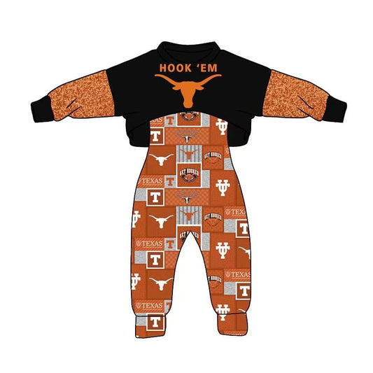 (Custom Design MOQ 5)Football Team's Girls Jumpsuits Clothes Set