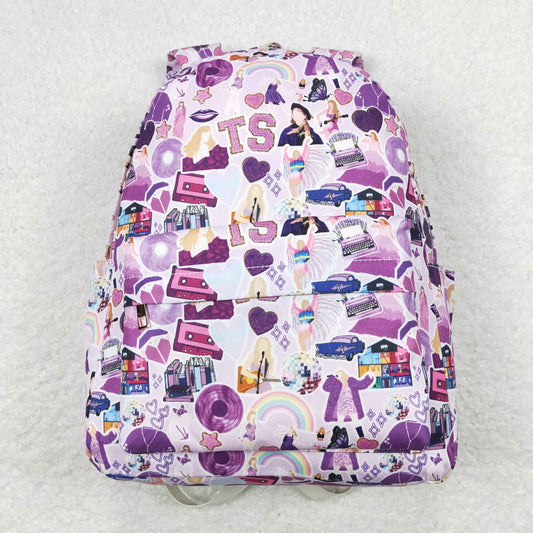 BA0172 Purple Singer Swiftie Print Girls Vocal Concert Backpack