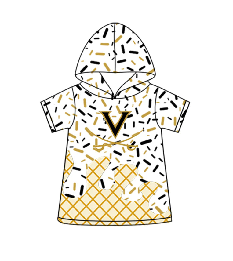 (Custom Design Preorder MOQ 5 Each Design) Team's V Sprinkles Print Hoodie Top Mom and Me Matching Clothes