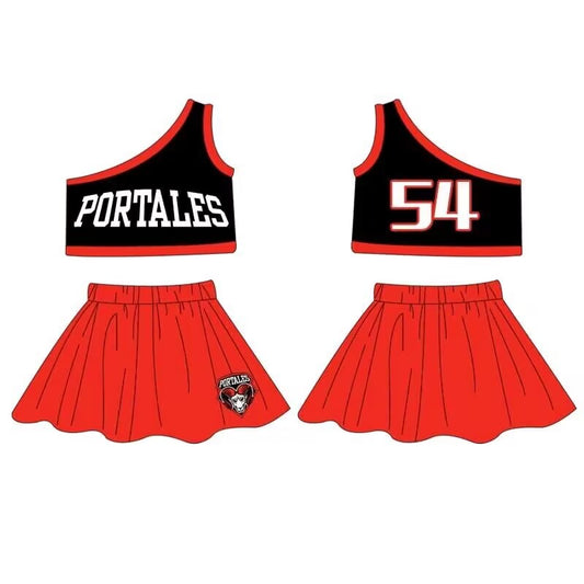 (Custom Design Preorder MOQ 5)  Team's PORTALES Print Girls Skirts Clothes Set