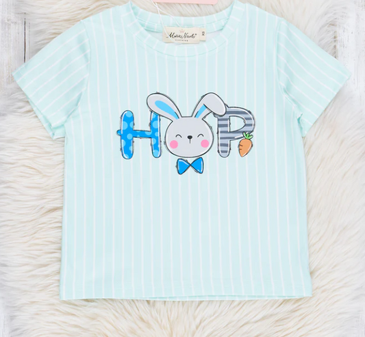 (Custom Design Preorder MOQ 5) Bunny HOP Print Boys Easter Tee Shirts Tops