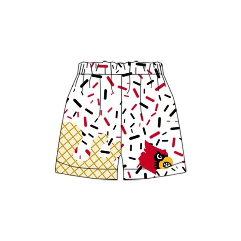 (Custom Design Preorder MOQ 5 Each Item) Team's Cardinals Sprinkles Print Summer Bottom Shorts Mom and Me Matching Clothes