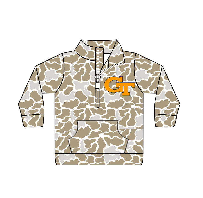 (Custom Design Preorder MOQ 5 Each Design) Team's GUSTINe Camo Print Pullover Zipper Top Mom and Me Matching Clothes