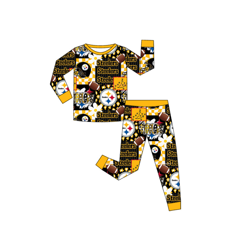 (Custom Design Preorder MOQ 20 Each Item)Team's Steelers Print Family Bamboo Matching Clothes
