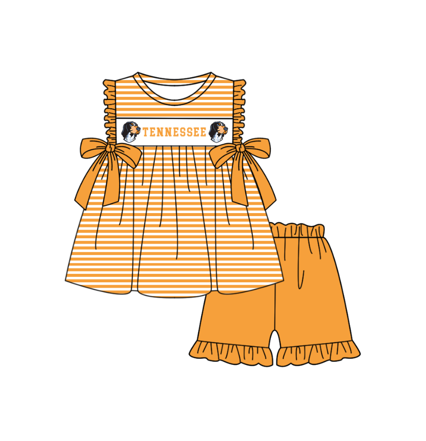 (Custom Design Preorder MOQ 5 Each Item) Team's Tennessee Print Kids Summer Matching Clothes Sibling Wear