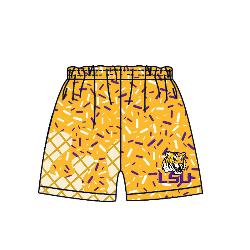 (Custom Design Preorder MOQ 5 Each Item)Team's LSU Tigers Sprinkles Print Sibling Matching Clothes