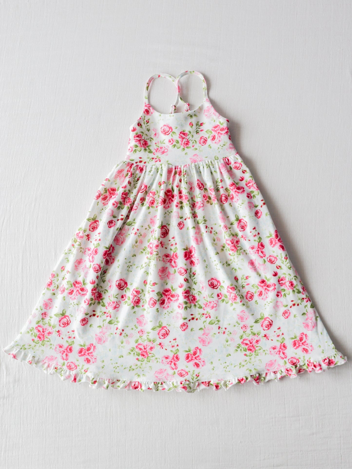 NO.11 (Custom Design Preorder MOQ 5) Flowers Print Girls Ankle Length Summer Dress