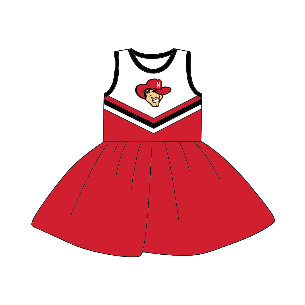 (Custom Design MOQ 5) Sleeveless football team's NO. 12 red dress