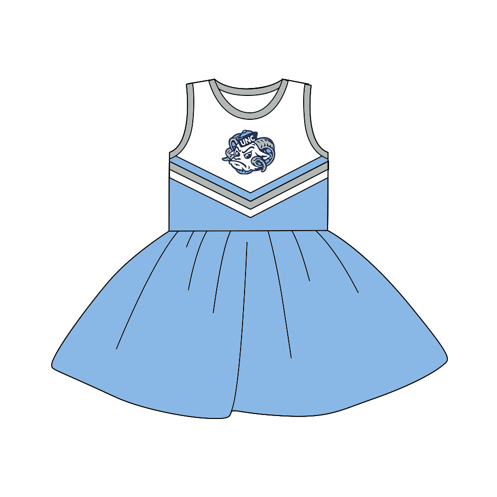 (Custom Design MOQ 5) Sleeveless football team's NO. 13 light blue dress