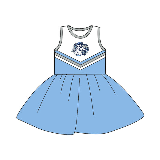 (Custom Design MOQ 5) Sleeveless football team's NO. 13 light blue dress