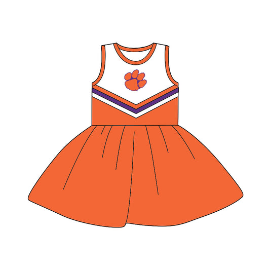 (Custom Design MOQ 5) Sleeveless football team's NO. 15 orange dress