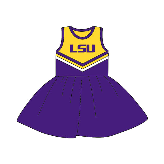 (Custom Design MOQ 5) Sleeveless football team's NO. 16 purple dress