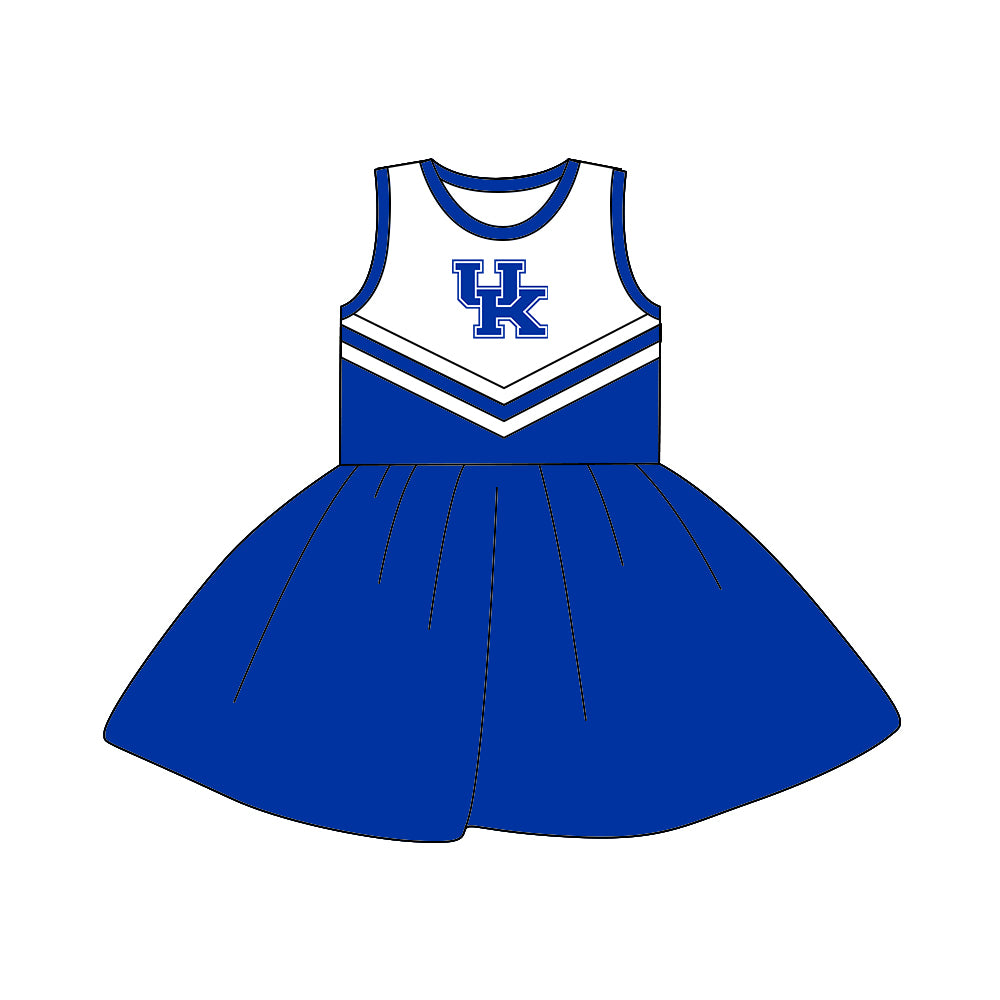 (Custom Design MOQ 5) Sleeveless football team's NO. 17 blue dress