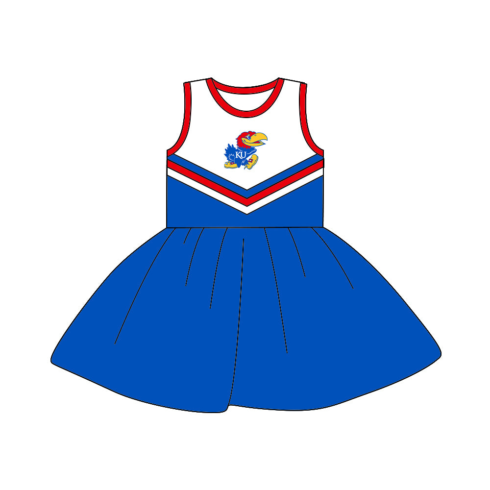 (Custom Design MOQ 5) Sleeveless football team's NO. 18 blue dress