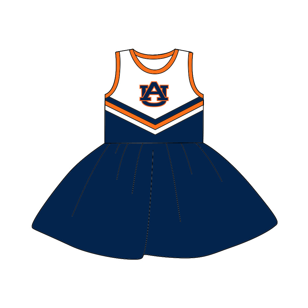 (Custom Design MOQ 5) Sleeveless football team's NO. 19 navy dress