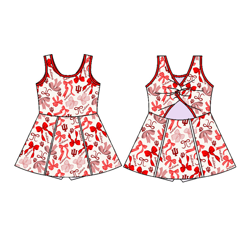 (Custom Design Preorder MOQ 5 Each Color) Team's UI Indiana Print Girls Summer Clothes Sisters Matching Clothes