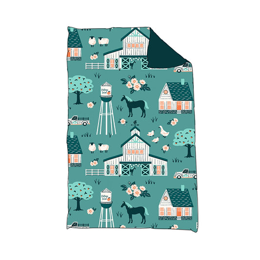 (Custom Design Preorder MOQ 5)NO.1 Farm Animals Flowers Print Baby Blanket