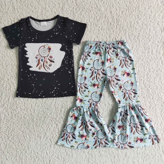 (Promotion)Short sleeve bell bottom pants outfits -GSPO0035