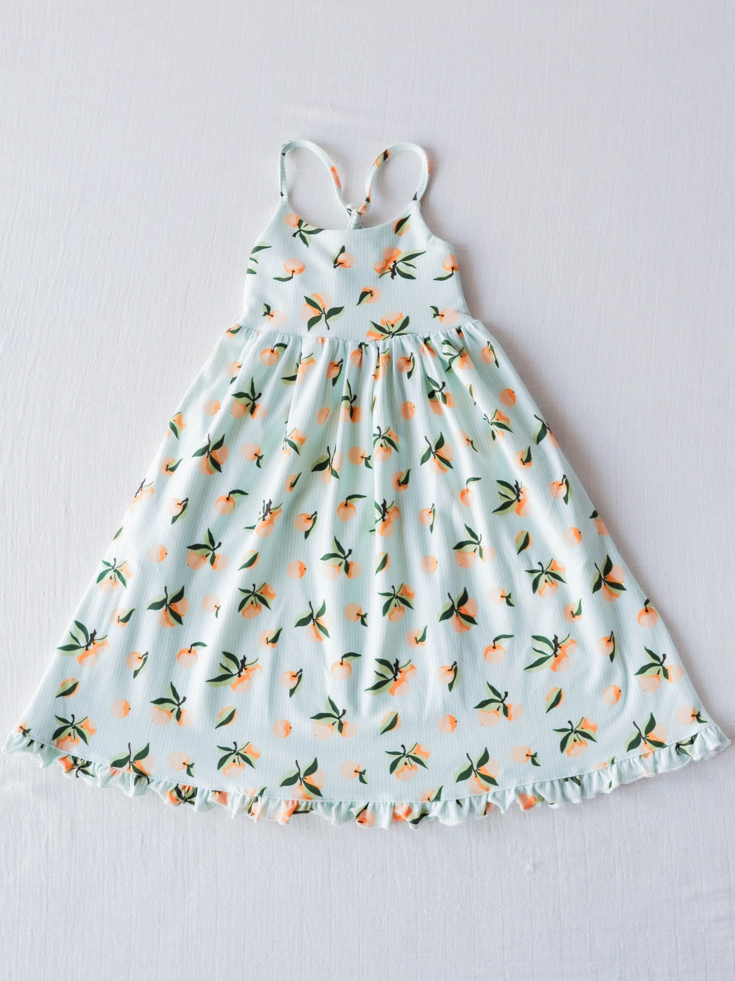 NO.20 (Custom Design Preorder MOQ 5) Fruit Print Girls Ankle Length Summer Dress