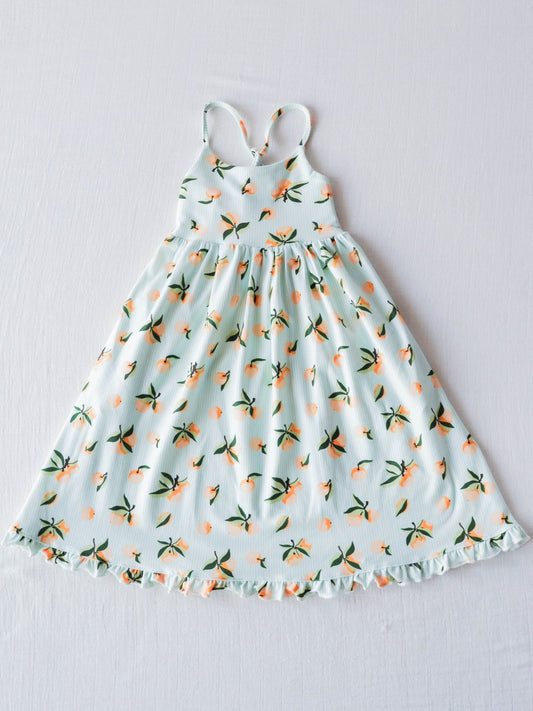 NO.20 (Custom Design Preorder MOQ 5) Fruit Print Girls Ankle Length Summer Dress