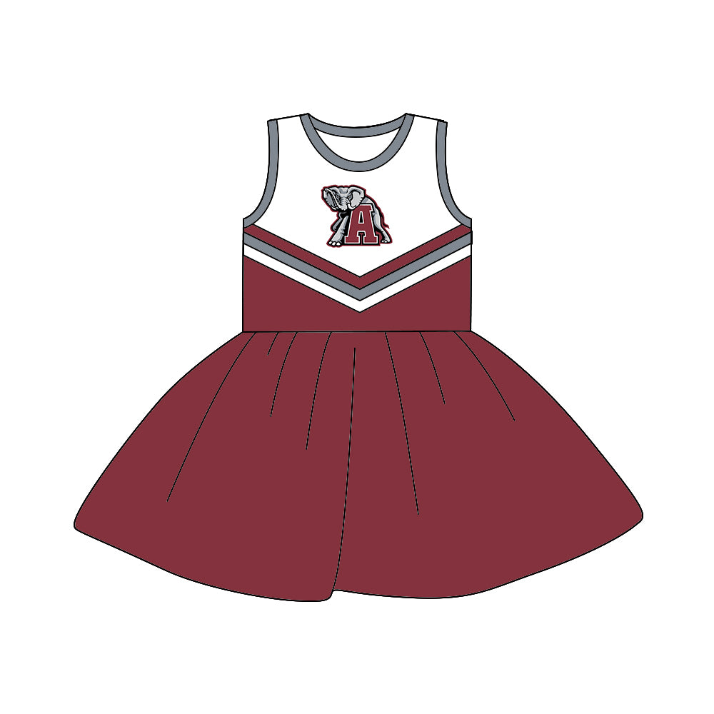 (Custom Design MOQ 5) Sleeveless football team's NO. 21 wine dress