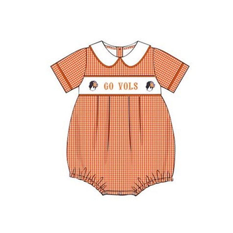 (Custom Design Preorder MOQ 5) Team's GO VOLS Orange Print Baby Boys Summer Romper