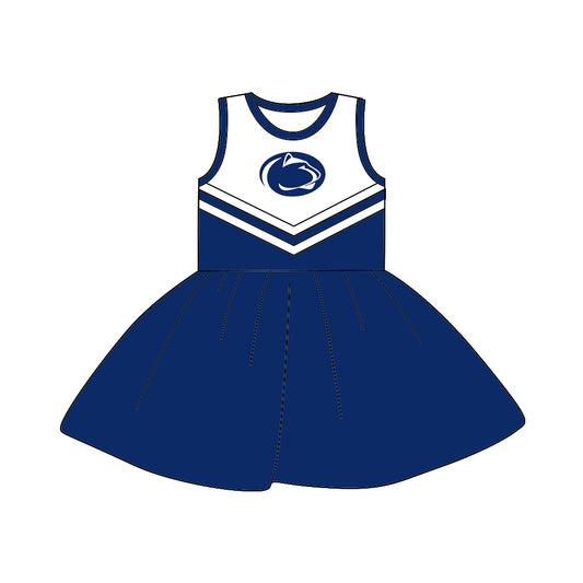 (Custom Design MOQ 5) Sleeveless football team's NO. 3 blue dress