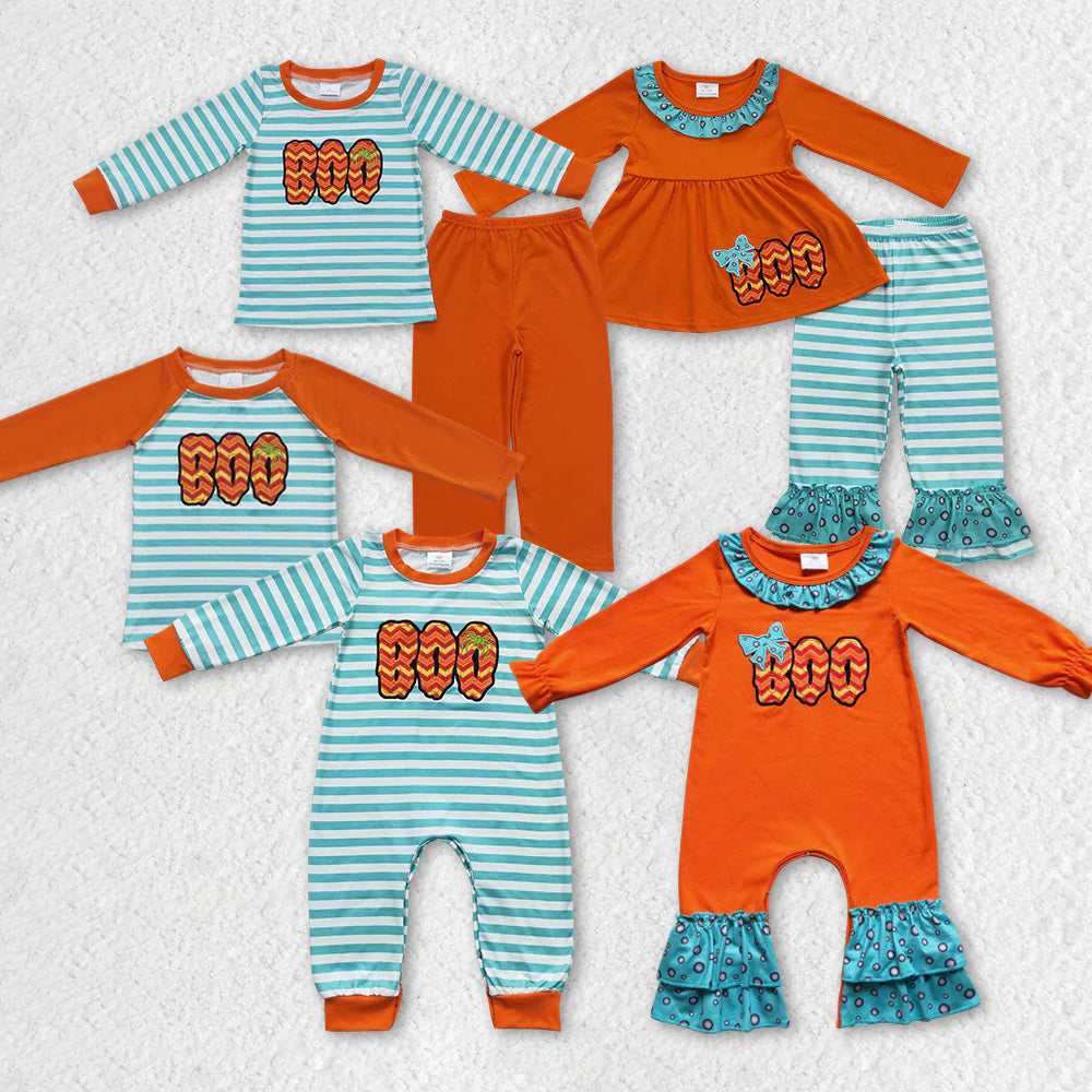 BOO Embroidery Sibling Halloween Matching Clothes