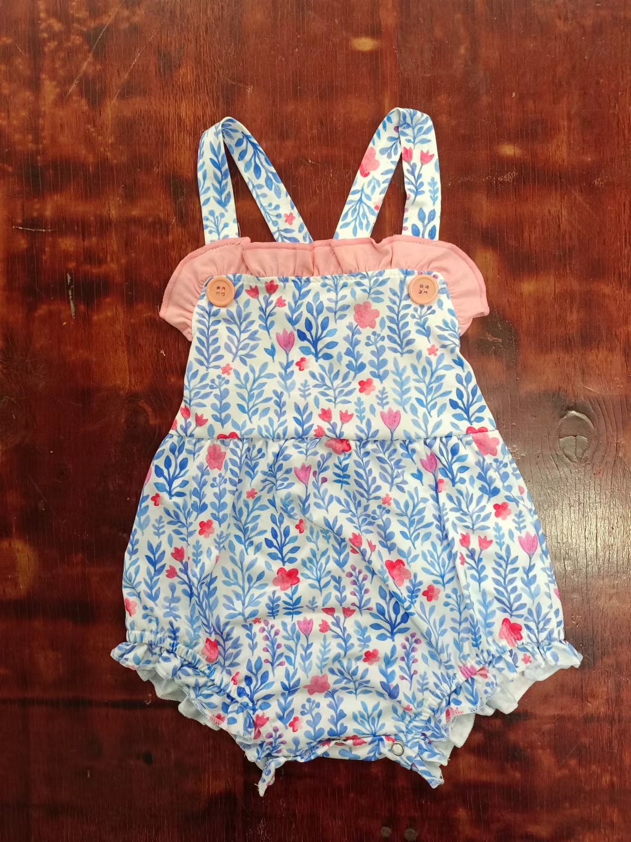 (Custom Design Preorder MOQ 5) Flowers Print Baby Girls Summer Romper