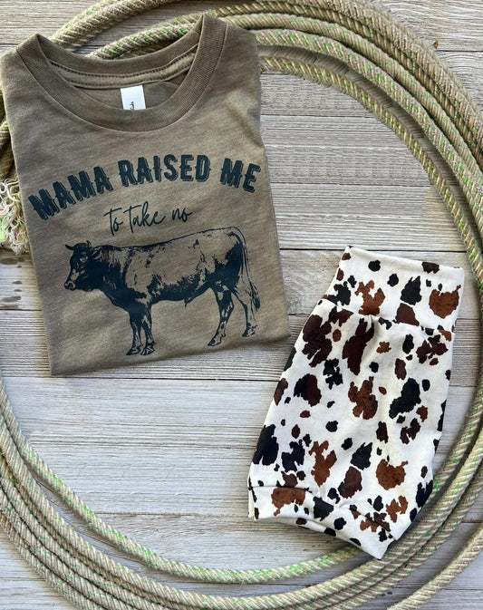 (Custom Design Preorder MOQ 5) MAMA RAISED Cows Shorts Boys Western Clothes Set