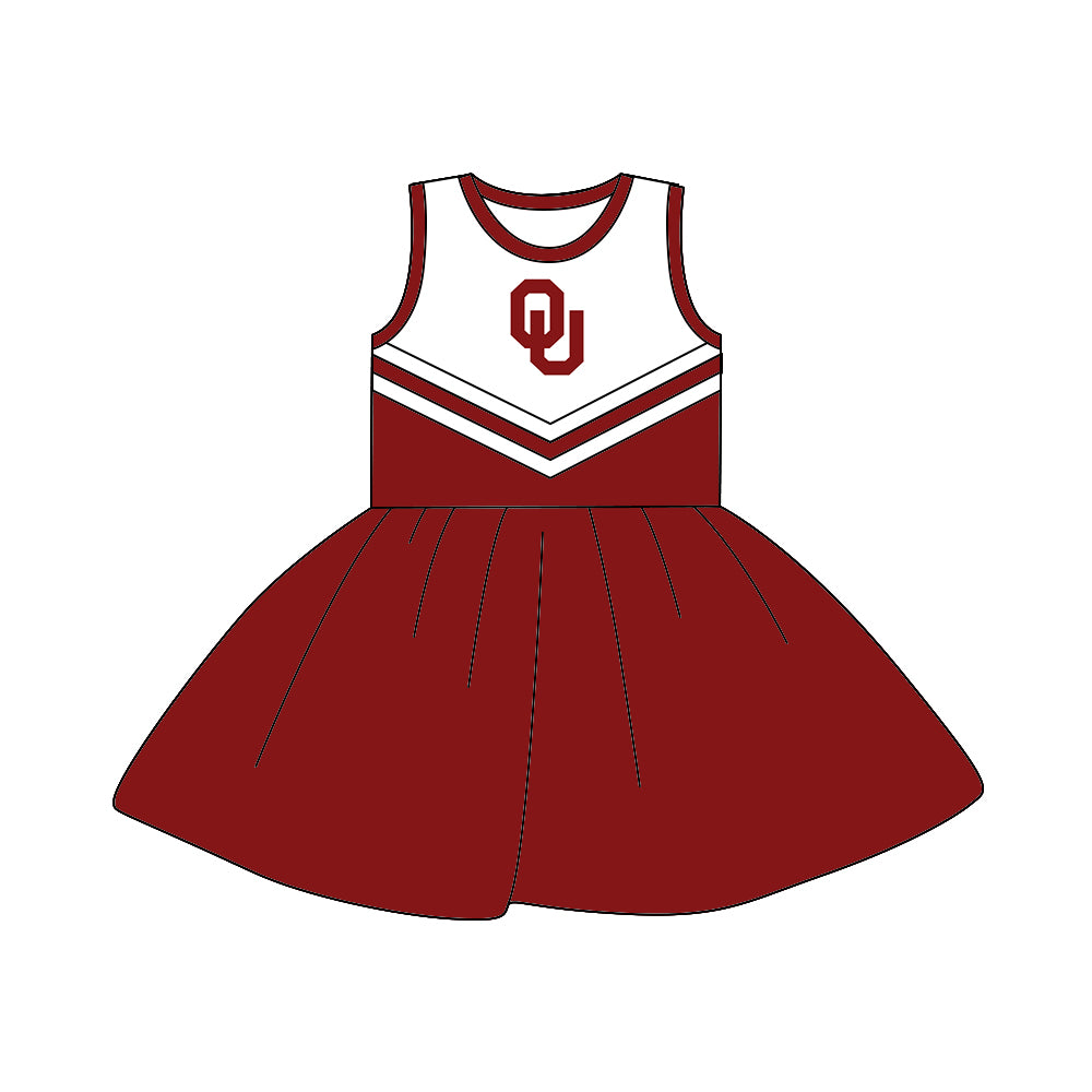 (Custom Design MOQ 5) Sleeveless football team's NO. 4 wine dress