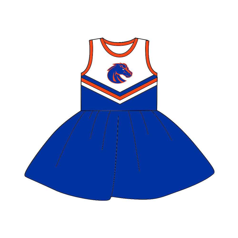 (Custom Design MOQ 5) Sleeveless football team's NO. 5 blue dress