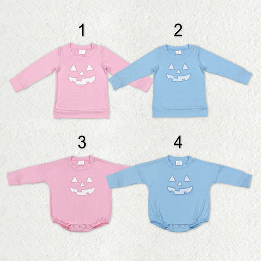 Smiling Face Embroidery Kids Halloween Clothes Sibling Wear