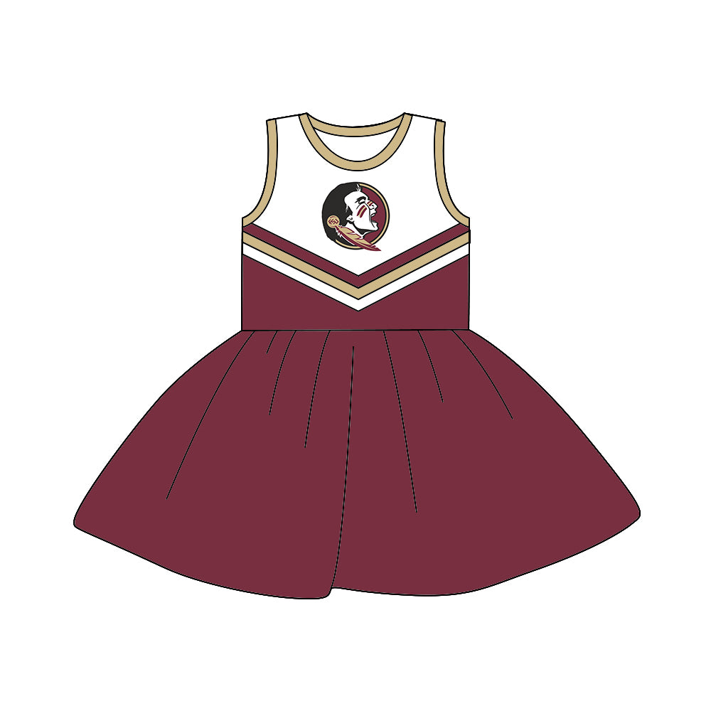 (Custom Design MOQ 5) Sleeveless football team's NO. 6 wine dress